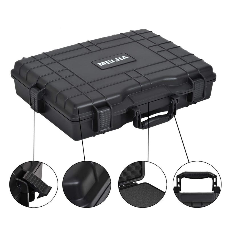 MEIJIA Waterproof Hard Camera Case,Hard Laptop Case,Hard Case with Customized Fit Foam Included, Elegant Black,Fit for computers,camera,lens (21.62"X17.25"X4.87") - Image 2